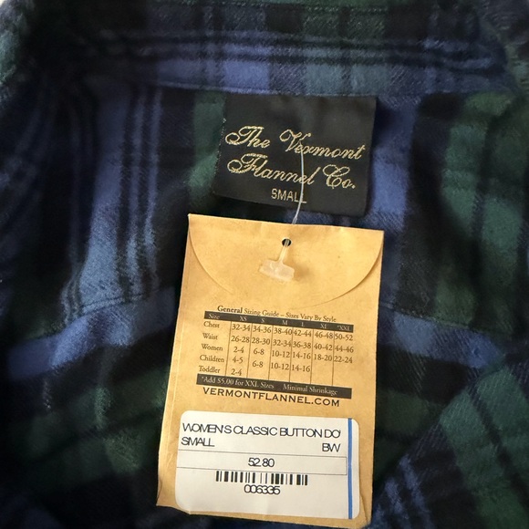 NWT VERMONT FLANNEL CO Women's Classic Button Down Shirt Blue Green S - Picture 5 of 10